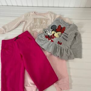 Disney Minni Mouse Juicy Couture Carters Girls Sweater Pants Bundle OF 3 Sz 2 YO